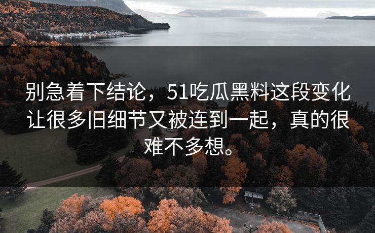 别急着下结论，51吃瓜黑料这段变化让很多旧细节又被连到一起，真的很难不多想。